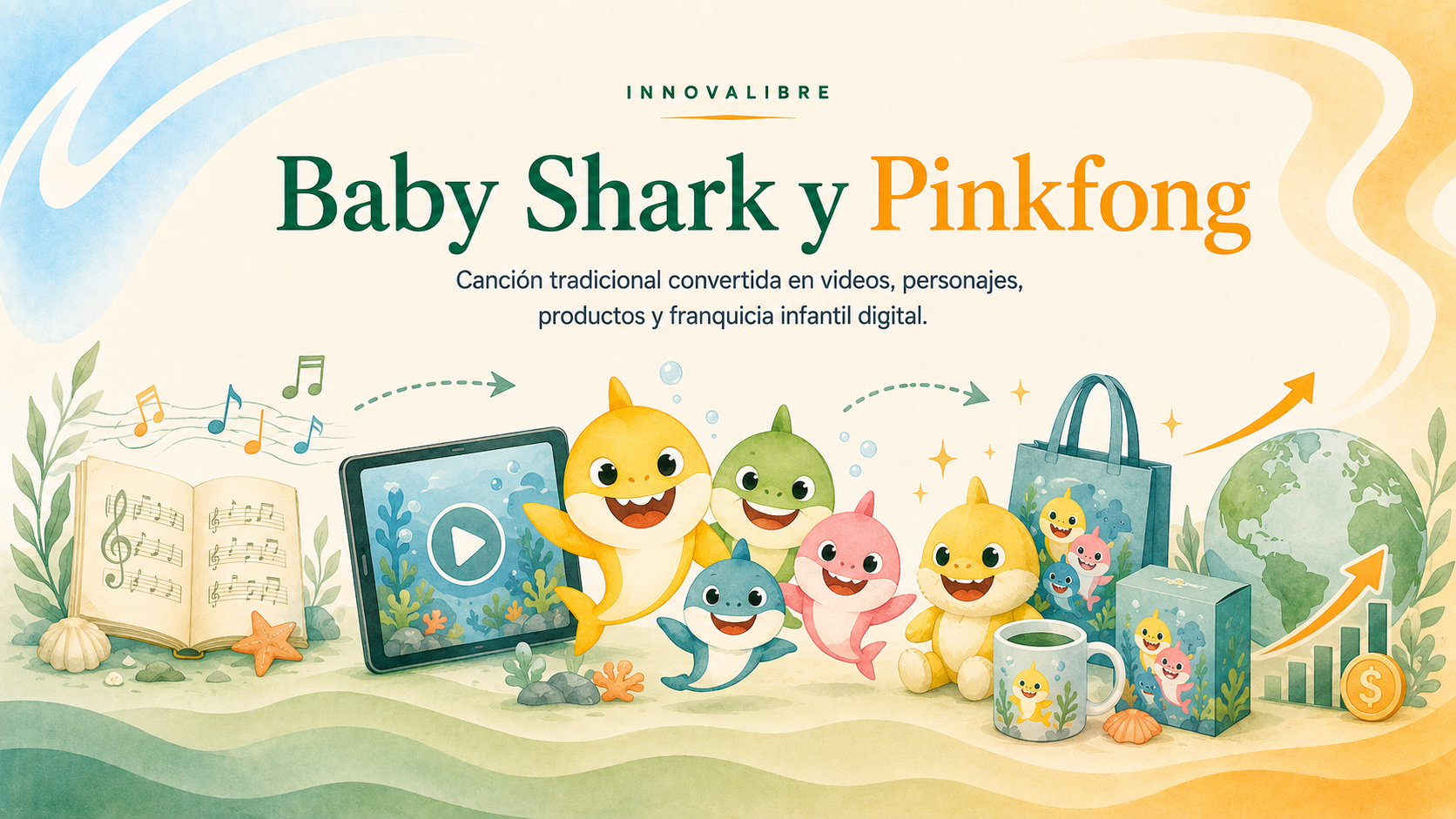 Representación conceptual de una canción infantil convertida en franquicia audiovisual
