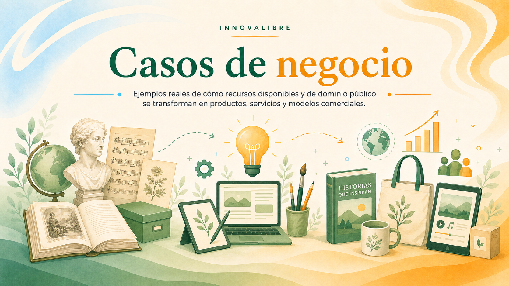 Ilustración de casos de negocio creados a partir de recursos del dominio público